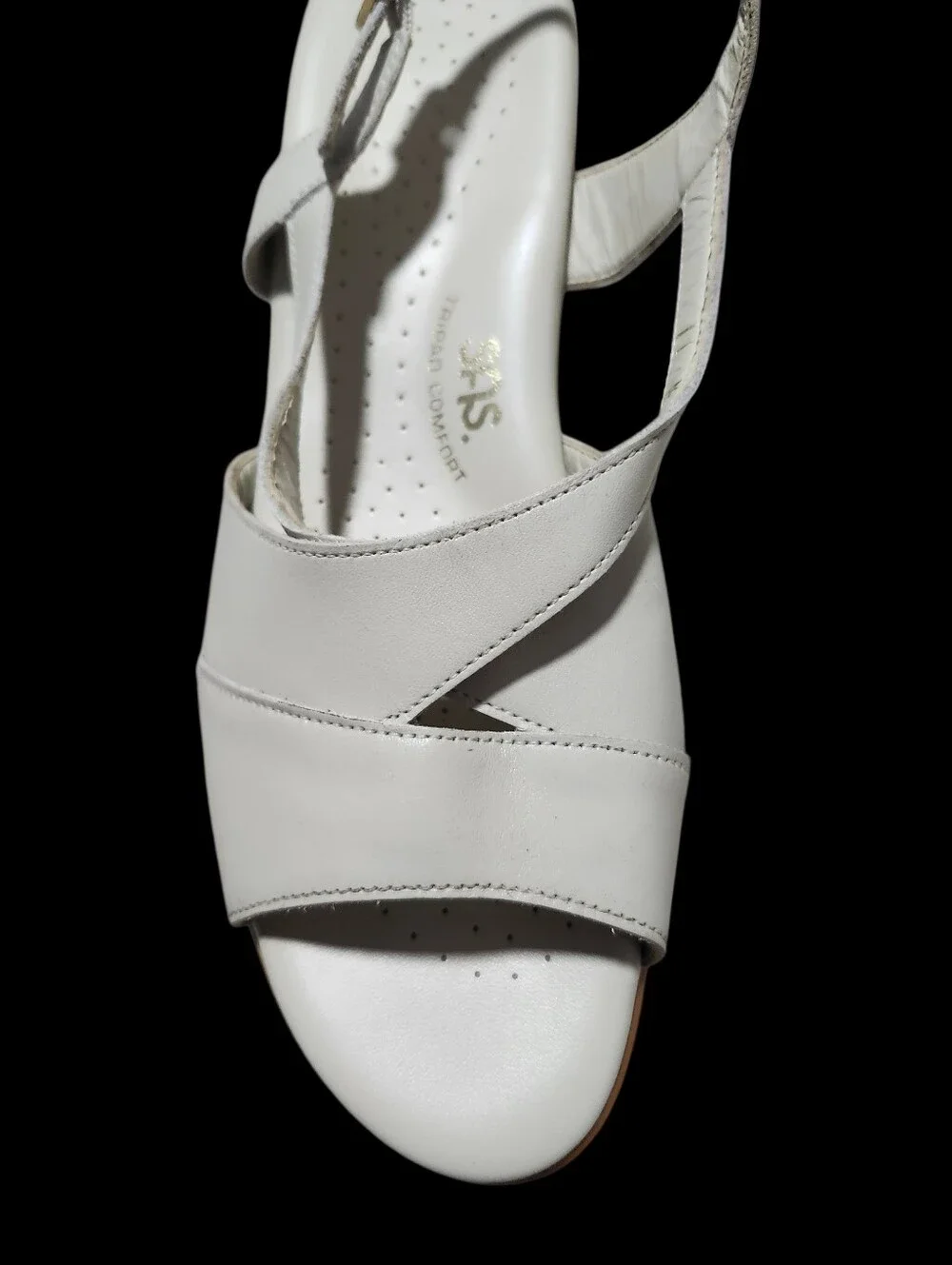 SAS Caress Dress Sandal Leather Wedge Bone Comfort Crisscross Women's Size 11